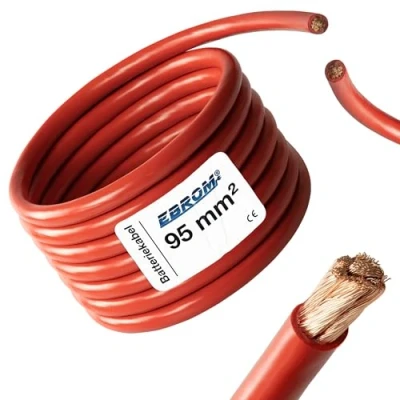 Afbeelding van Batterijkabel, aderkabel, H07V K, 95 mm², batterijkabel 99,9% OFC koper, gesneden per meter, mm2 (95 mm2), kleur: rood plus (+)