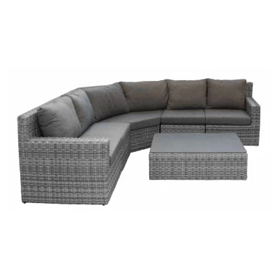 Afbeelding van 4 Seizoenen Tuinmeubelen XL Hoek Loungeset Santonio 6 delig Wicker