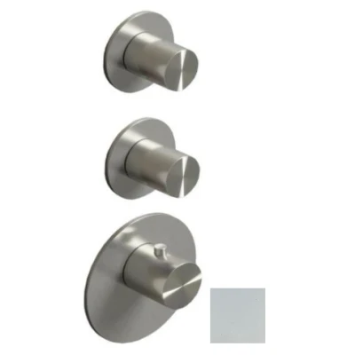 Afbeelding van SB AESTHETICS Round Inbouw thermostaatkraan met 3 uitgangen omsteller en stopkraan mat wit 1208954955