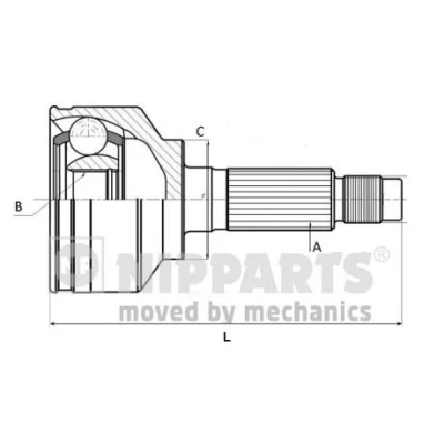 Afbeelding van NIPPARTS J2821141 Homokineet Met sleuf NISSAN: Terrano II SUV (R20) 2.4 i 12V 4WD, 2.7 TDi 3.0 Di DiTD 4WD