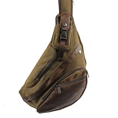 Afbeelding van Canvas Sling Bag Rugzak Crossbody Schouder Borst Pack voor Mannen Vrouwen Reizen Zakelijk Laptop Fietsen Wandelen Camping Dagrugzak