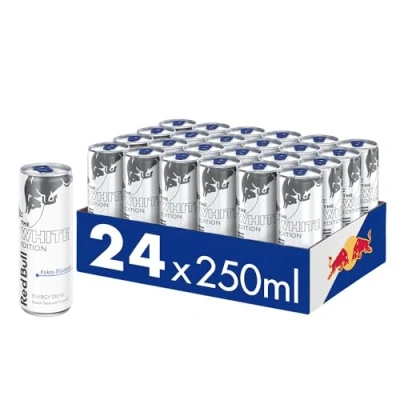 Afbeelding van Red Bull Energy Drink White Edition palet van 24 blikjes dranken met kokosbosbessensmaak, wegwerp (24 x 250 ml)