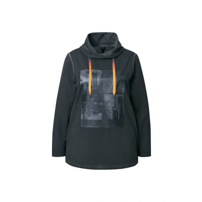Afbeelding van Ulla Popken Sweatshirt grijs / neonoranje zwart