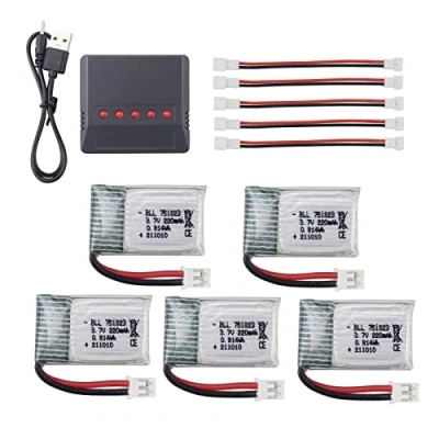 Afbeelding van 5STKS 3.7V 220mAh 5 in 1 Lader Hoge Snelheid Batterij voor E010 E010C E011 E011C E013 GoolRC T36 NINHUI NH010 F36 H36 HS210 SANROCK GD65A ATOYX AT 66 RC Drone