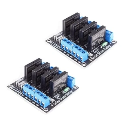Afbeelding van 2 x 4 kanaals relay modules 5 V DC solid state compatibel met Arduino en Raspberry Pi, laag niveau trigger power switch board