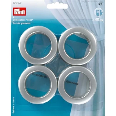 Afbeelding van Prym gordijnogen Click, 40mm, 8 stuks, zilver mat, kunststof, zilverkleurig