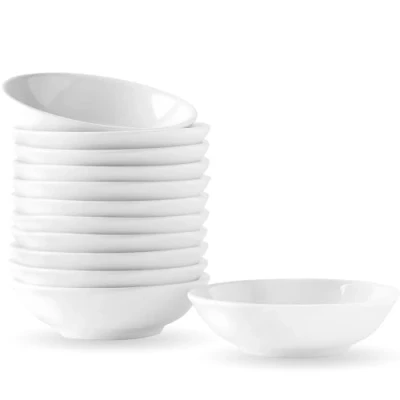 Afbeelding van Dipping Sauce Gerechten, Ronde Sojasaus Bowls, Porselein Aquarel Palet 12 Packs, Wit, 1.0 oz