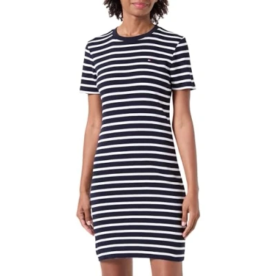 Afbeelding van Tommy Hilfiger NEW CODY SLIM Jerseyjurk, Dames, Maat: XXS, Ecru/desert sky