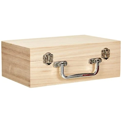 Afbeelding van RAYHER HOBBY 6158000 houten koffer, 25 x 16 9 cm, metalen handgreep, scharnieren, knutselkoffer, koffer zonder binnenindeling, beige