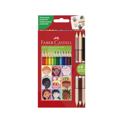 Afbeelding van 6x Kleurpotlood Faber Castell Driekant karton etui 12 3 stuks Children