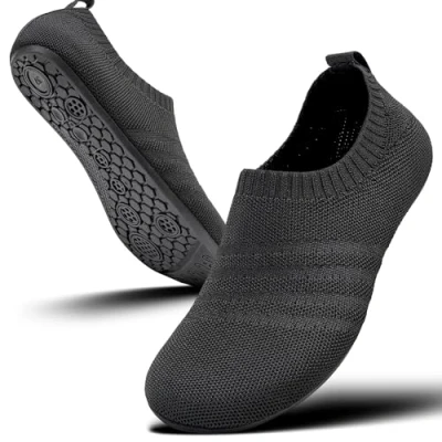 Afbeelding van Sosenfer Pantoffels voor dames en heren, lichte huisschoenen, antislip, platte pantoffels, gezellige uniseks, zwart, 47 EU