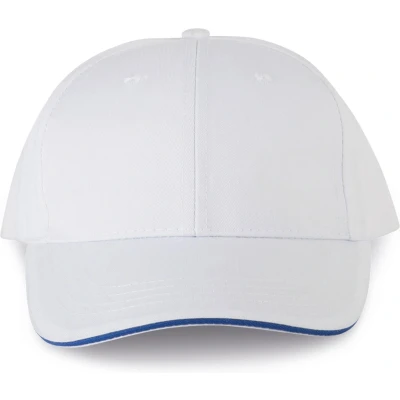 Afbeelding van WK. Designed To Work Contrasterende sandwichpet 6 panelen Oeko Tex WKP145 White / Royal Blue