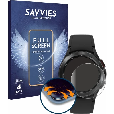 Afbeelding van Savvies Screenprotector voor Samsung Galaxy Watch 4 Classic (42mm) Folie Beschermfolie transparant volledig dekking (4 Stuks)