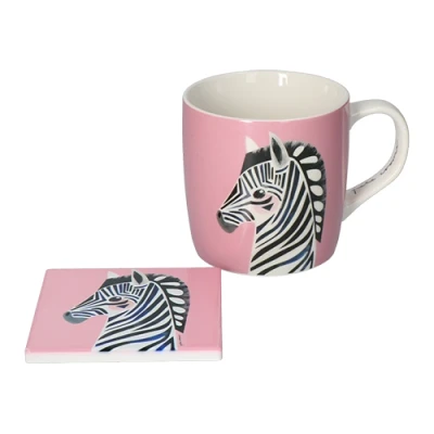 Afbeelding van Maxwell &amp; Williams DX0913 Koffiekop Zebra 420 ml porselein bolle met kleurrijk diermotief, in geschenkdoos