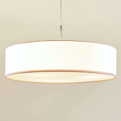 Afbeelding van Lindby Hanglamp 3 lichts Stof, metaal H: 12 cm E27 wit, mat nikkel