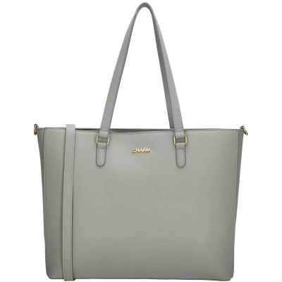 Afbeelding van Charm London Birmingham Hand &amp; Schoudertas Shopper 15,6 inch Laptopvak Ideale School Werk Business Tas Tote Bag Lichtgrijs