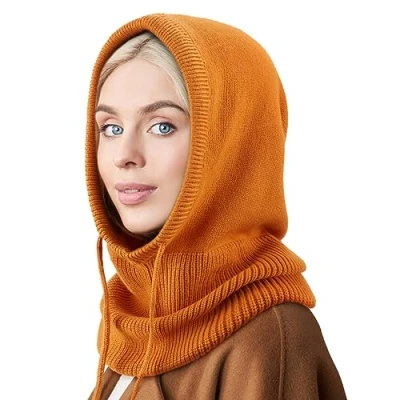 Afbeelding van DRESHOW Winterhoeden voor Vrouwen Balaclava Gebreide Beanie Schedelmuts met Koord Warmee Sjaalmuts Petuchon