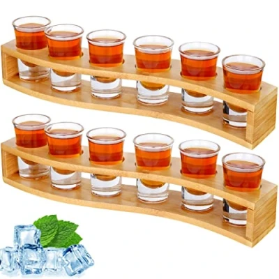 Afbeelding van Shot Glazen Set van 12 Bulk Fun en Houder 30ml Helder Kristal Glas met Dienblad Organisator voor Liquor Tequila Whisky Brandy Wodka Rum Cocktails Party