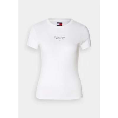 Afbeelding van Tommy Jeans SLIM ESS LOGO 1 EXT Tshirt print, Dames, Maat: 32, Ecru