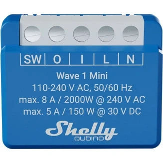 Afbeelding van Shelly Qubino Wave 1 Mini Z Smart Switch Relais, kanaal, 8 A, droog contact, domotica, Gateway, laag stroomverbruik, geavanceerde netwerkrepeater, hoge compatibiliteit