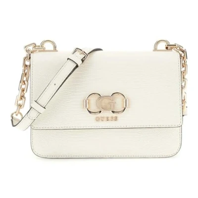 Afbeelding van GUESS schoudertas Salinge Flap Crossbody Bag Cream White crème