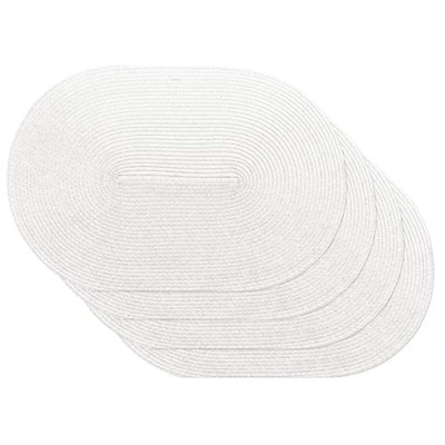Afbeelding van Venilia set van 4 crème ovale placemats tafellinnen eettafel matten wit geweven voedselveilig 59126