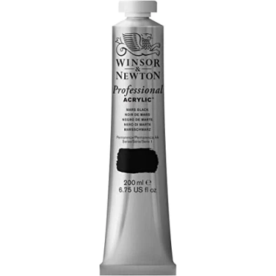 Afbeelding van Winsor &amp; Newton 2337386 Professionele acrylverf, hoge dekking, kunstenaarskwaliteit, lichtecht 200ml Tube, Mars Black