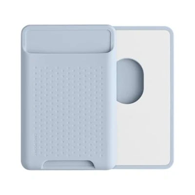 Afbeelding van kwmobile kaarthouder geschikt voor Apple iPhone 15 / 14 13 12 Series Magnetische pasjeshouder compatibel met MagSafe Creditcardhouder in lichtblauw