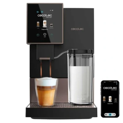 Afbeelding van Cecotec Handmatige espressomachine en cappuccino cremmaet Compactccino Connected Black Rose. 30 soorten, melktank 400 ml, waterreservoir 1,1 l, TFT scherm, 19 bar, thermoblock