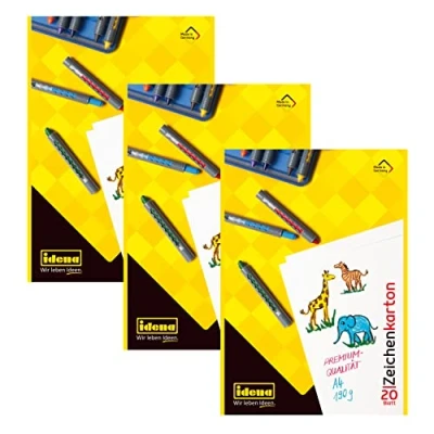 Afbeelding van Idena 10381 tekenkarton, DIN A4, 20 vellen, 190 g/m², 3 stuks