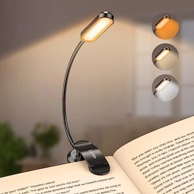 Afbeelding van Gritin Leeslamp Clip op Boek Licht met 11 LED&#039;s, LED Boeklamp USB C Oplaadbaar, 3 Helderheidsniveaus &amp; Kleurtemperatuurstanden Klemlamp, 360 Flexibele Klemlamp voor &#039;s Nachts Lezen in Bed