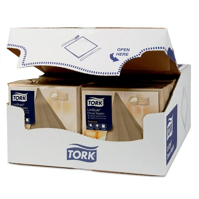 Afbeelding van Tork LinStyle Dinnerservet 39x39cm 1/4 vouw Biscuit 478874