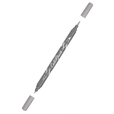 Afbeelding van Online 19057/6 Calli.Brush, Double Tip Pen met kalligrafiepunt en penseelpunt grijs