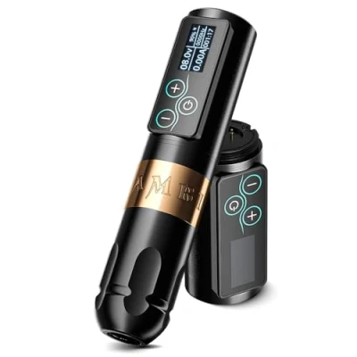 Afbeelding van Ambition Vibe Tattoo Machine Roterende Cartridge Batterij Pen met Extra 2400mAh Aanraakknoppen LED Digitaal Display Draadloze Power Borstelloze Motor voor Professionele Artiesten