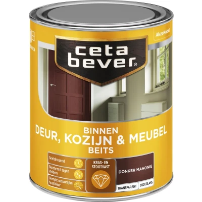Afbeelding van Ceta Bever Binnenbeits Deur, Kozijn &amp; Meubel Zijdeglans Donker Mahonie 0147 0,75 liter Blanke lak Beits