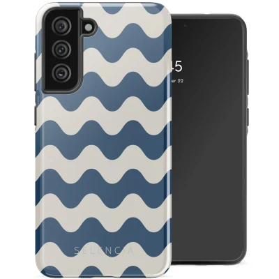 Afbeelding van Selencia Hoesje Geschikt voor Samsung Galaxy S21 FE Vivid Backcover Wave Vibes Classic Blue