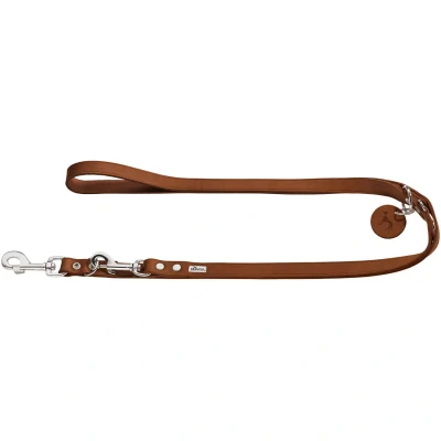 Afbeelding van Hunter Verstelbare Looplijn Leder Cognac Hondenriem 200x2.0 cm