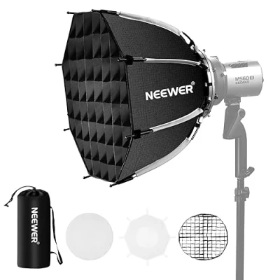 Afbeelding van NEEWER 45 cm achthoekige Softbox Bowens Mount, Snel Opvouwbare Snelle Installatie met Diffusers/Honingraat Grid/Tas voor Q4 RGB CB60 MS60B MS60C MS150B Compatibel Godox Aputure Video Studio Light,