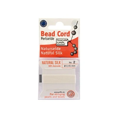 Afbeelding van Griffin 100% Natuurlijke Zijde Kralen Koord String Thread Wit 2 meter met één Naald Maat 0.45mm