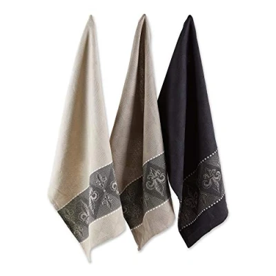 Afbeelding van DII Tafelblad keuken collectie, katoen, diverse Fleur De Lis, vaatdoekenset, 18x28