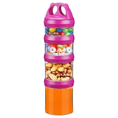 Afbeelding van BeneLabel Voorraaddozenset, voorraaddozen, levensmiddelenopslag, stapelbaar, 31oz Twist Lock stapelen, noten, opslag en organisatie, snoep, formule, reisartikeldispenser, BPA vrij, rood