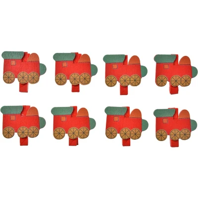 Afbeelding van Clayre &amp; Eef Decoratieve Knijpers 4x1x3 cm Rood Hout Trein