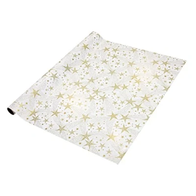 Afbeelding van 16x Kerstcadeaupapier Sigel, Dancing sterren, met gouddruk, glad papie