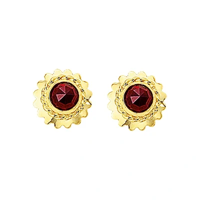 Afbeelding van Trendjuwelier huiscollectie Oorknoppen Granaat Geelgoud Glanzend