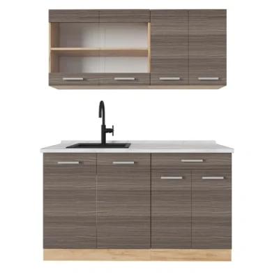 Afbeelding van Vicco Eenpersoonskeuken R Line, Edel grijs/gouden eik, 140 cm , WB Marmer