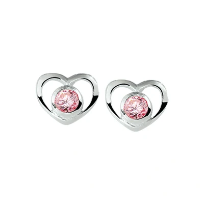 Afbeelding van Oorknoppen Hart Zirkonia Zilver Gerhodineerd Glanzend 7 mm x 8.5
