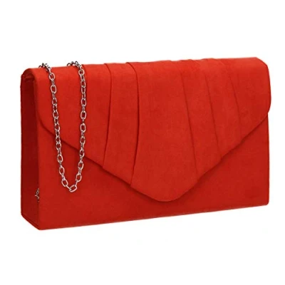 Afbeelding van SwankySwans Vrouwen Iggy Suede Velvet Envelop Party Prom Clutch Bag Clutch, Oranje (Scarlet)
