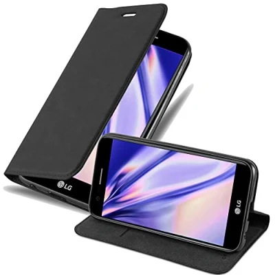 Afbeelding van Cadorabo Hoesje geschikt voor LG K10 2017 in ZWARTE NACHT Beschermhoes Case magnetische sluiting Cover