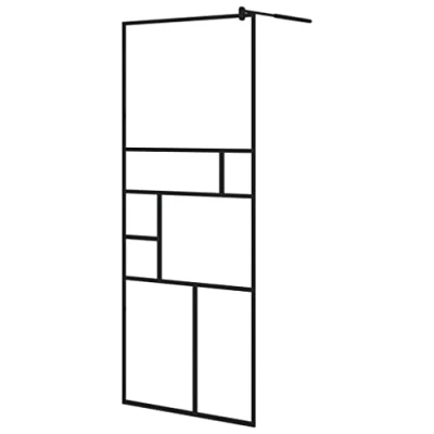Afbeelding van vidaXL Inloopdouchewand 80x195 cm ESG glas transparant en zwart