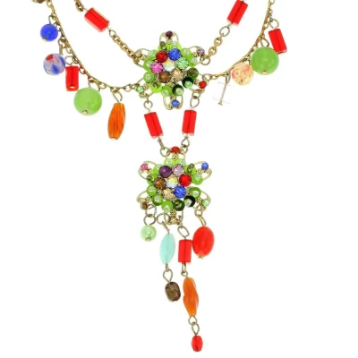 Afbeelding van Behave Gekleurde ketting met bloemen en steentjes